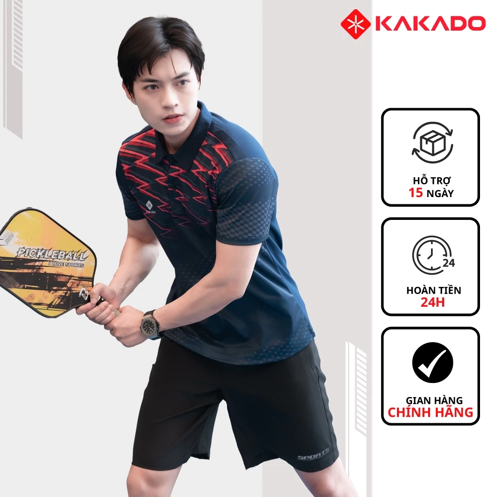 Set bộ Polo thể thao nam KAKADO màu xanh than mẫu mới chất thun lạnh, co giãn, thấm hút tốt[MÃ KD08]